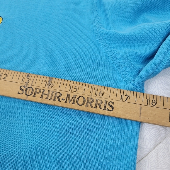 Bobby Phan silk teal lightweight long sleeve sweater martinis festive party XL - Picture 7 of 10